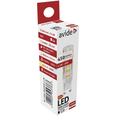 Product Λάμπα LED Avide G9 4.2W Θερμό 3000K base image