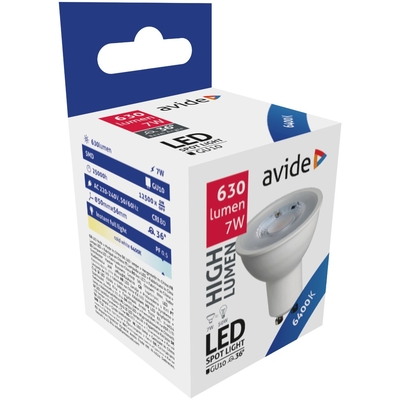 Product Λάμπα LED Avide Σπότ Αλουμίνιο + Πλαστικό 7W GU10 36° Ψυχρό 6400K Υψηλής Φωτεινότητας base image