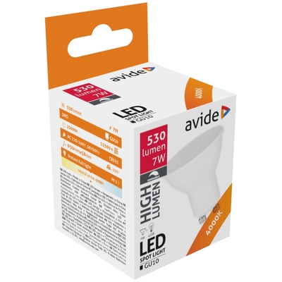 Product Λάμπα LED Avide Σπότ Πλαστικό 7W GU10 Λευκό 4000K Dimmable base image