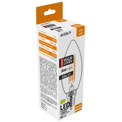 Product Λάμπα LED Avide Κερί 4.9W E14 Λευκό 4000K Super Υψηλής Φωτεινότητας base image