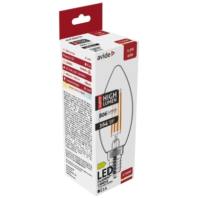 Product Λάμπα LED Avide Κερί 4.9W E14 Θερμό 2700K Super Υψηλής Φωτεινότητας base image
