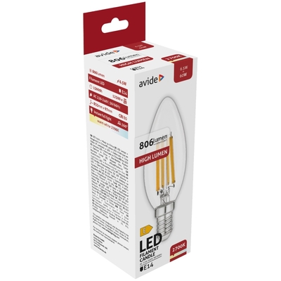 Product Λάμπα LED Avide Κερί 6.5W E14 Θερμό 2700K Υψηλής Φωτεινότητας base image