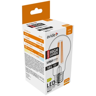 Product Λάμπα LED Avide Κοινή 6.6W E27 A60 Λευκό 4000K Super Υψηλής Φωτεινότητας base image