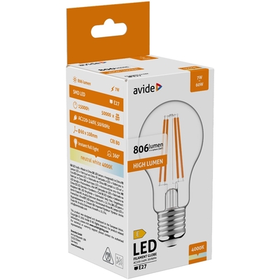Product Λάμπα LED Avide Κοινή 7W E27 Λευκό 4000K base image