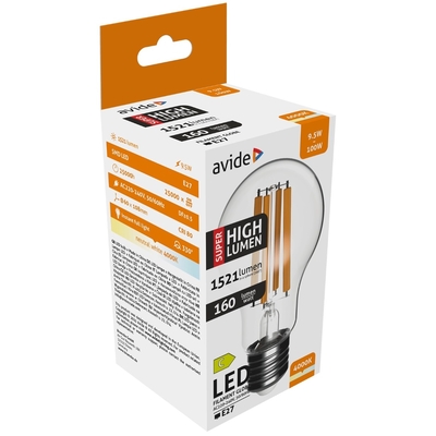 Product Λάμπα LED Avide Κοινή 9.5W E27 A60 Λευκό 4000K Super Υψηλής Φωτεινότητας base image
