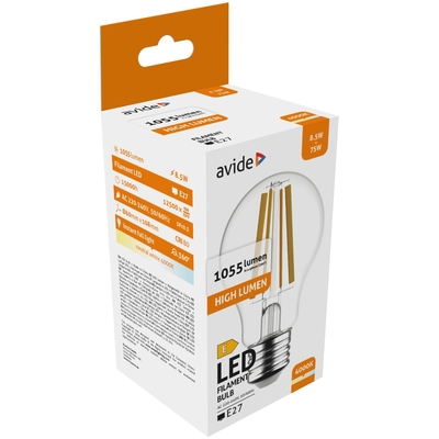 Product Λάμπα LED Avide Κοινή 8.5W E27 Λευκό 4000K Υψηλής Φωτεινότητας base image