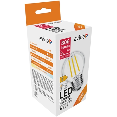 Product Λάμπα LED Avide Σφαιρική 6W E27 360° Λευκό 4000K Υψηλής Φωτεινότητας base image