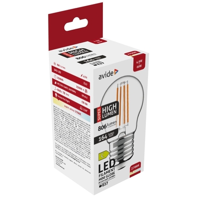 Product Λάμπα LED Avide Σφαιρική 4.9W E27 Θερμό 2700K Super Υψηλής Φωτεινότητας base image