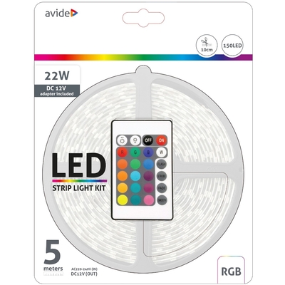 Product Ταινία LED Avide Blister 12V 7.2W SMD5050 30LED RGB IP65 5m base image