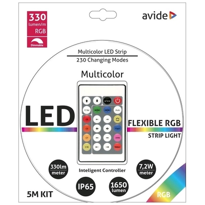 Product Ταινία LED Avide Blister 12V 7.2W SMD5050 30LED IC RGB IP65 5m + Smart Ελεγκτής base image