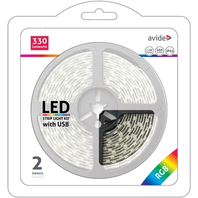 Product Ταινία LED Avide Blister 5V 7.2W SMD5050 30LED RGB IP65 2m base image