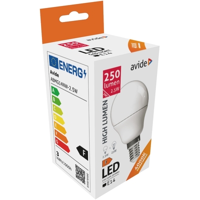 Product Λάμπα LED Avide Σφαιρική G45 2.5W E14 Λευκό 4000K Υψηλής Φωτεινότητας base image