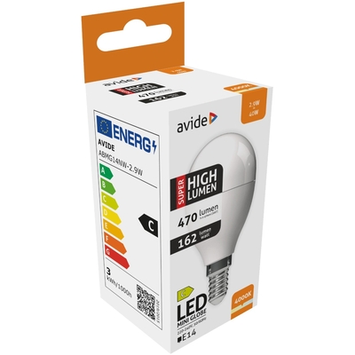 Product Λάμπα LED Avide Σφαιρική G45 2.9W E14 Λευκό 4000K Super Υψηλής Φωτεινότητας base image