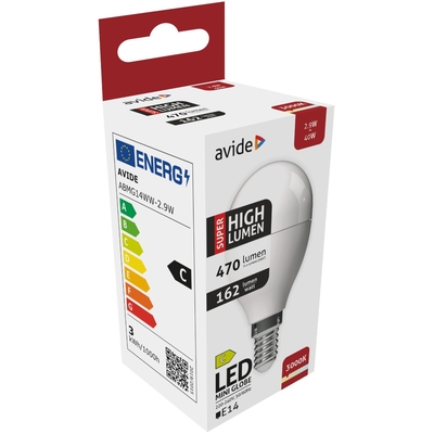 Product Λάμπα LED Avide Σφαιρική G45 2.9W E14 Θερμό 3000K Super Υψηλής Φωτεινότητας base image