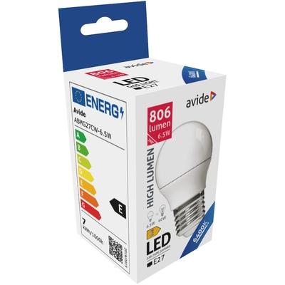 Product Λάμπα LED Avide Σφαιρική G45 6.5W E27 Ψυχρό 6400K Υψηλής Φωτεινότητας base image