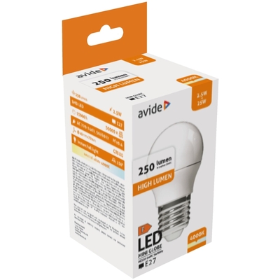Product Λάμπα LED Avide Σφαιρική G45 2.5W E27 Λευκό 4000K base image