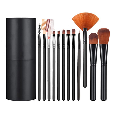 Product Σετ Πινέλων Μακιγιάζ Ag92L με Θήκη, Συνθετικές Τρίχες, Μαύρο, 12Τμχ base image