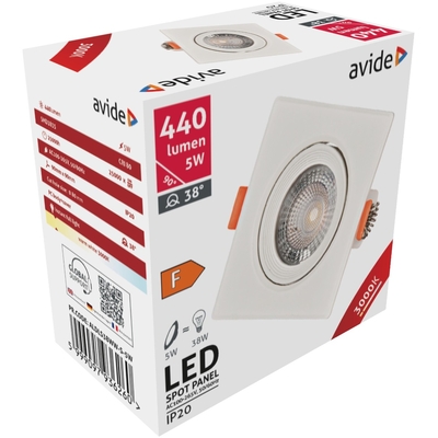 Product Χωνευτό Σπότ Avide LED 38° Τετράγωνο 5W Θερμό 3000K base image