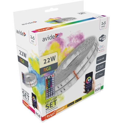 Product Ταινία LED Avide Blister 12V 22W RGB 2x5m TUYA με Έλεγχο Μουσικής + Τηλεχειριστήριο base image