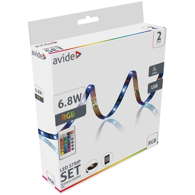 Product Ταινία LED Avide Blister 5V SMD5050 30LED RGB IP65 2m + IR 24k rem. base image