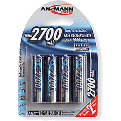 Product Μπαταρία Επαναφορτιζόμενη Ansmann Mignon NiMh Akku AA 2700mA 1x4 base image