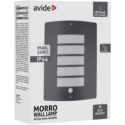 Product Εξωτερικό Φωτιστικό Avide Τοίχου Morro 1xE27 IP44 Ανθρακί με Φωτοκύτταρο base image