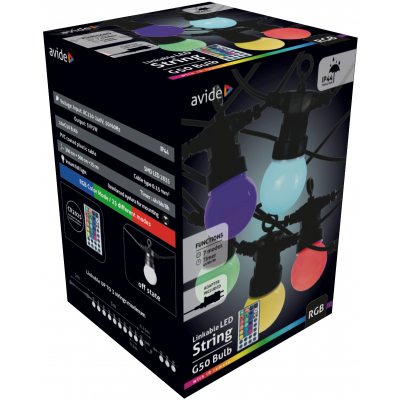 Product Εξωτερική Γιρλάντα Avide 5m RGB Με Δυνατότητα Επέκτασης- με τηλ/στήριο base image