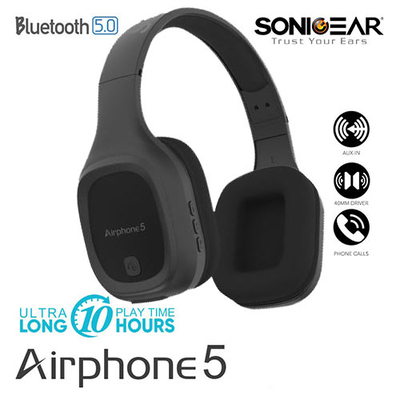 Product Bluetooth Ακουστικά Sonic Gear 5.0 HEADSET (2019) AIRPHONE 5 B.GUN METAL base image