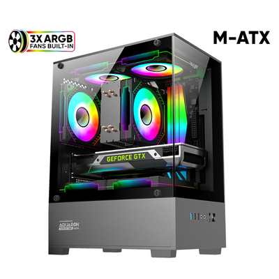 Product Κουτί Η/Υ Armaggeddon Rgb M-Atx Dual Chamber Gaming Aquaron Duplex One Black base image