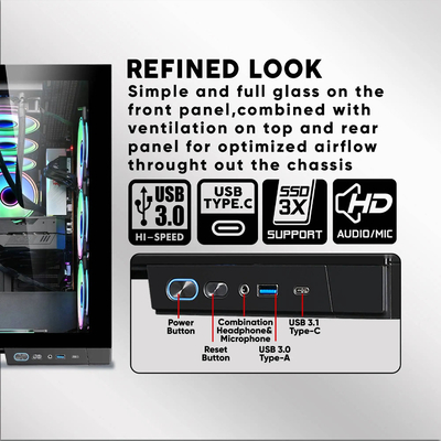 Product Κουτί Η/Υ Armaggeddon E-Atx Rgb Transparent Fish Tank Gaming Aquaron Xtreme Black base image