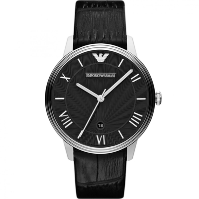 Product Ανδρικό Ρολόι Armani Ar1611 (41mm) Δερμάτινο Λουράκι Μαύρο base image