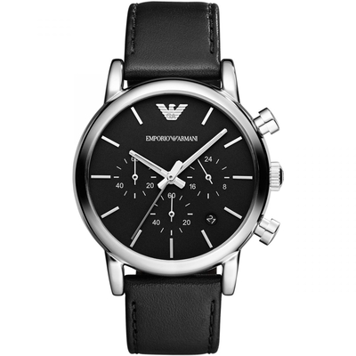 Product Ανδρικό Ρολόι Armani Ar1733 (41mm) Δερμάτινο Λουράκι Μαύρο base image