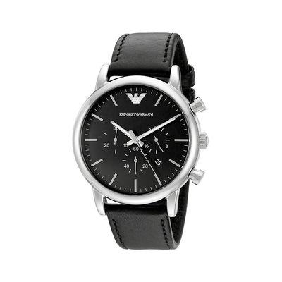 Product Ανδρικό Ρολόι Armani Ar1828 (46mm) Δερμάτινο Λουράκι Μαύρο base image
