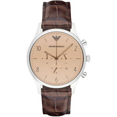 Product Ανδρικό Ρολόι Armani Ar1878 (43mm) Δερμάτινο Λουράκι Καφέ base image