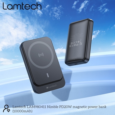 Product Powerbank Lamtech Magnetic 20W Wireless 10000Mah Black base image
