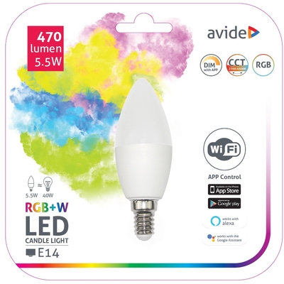 Product Λάμπα LED Smart Avide Κερί 5.5W RGB+W WIFI APP Control base image