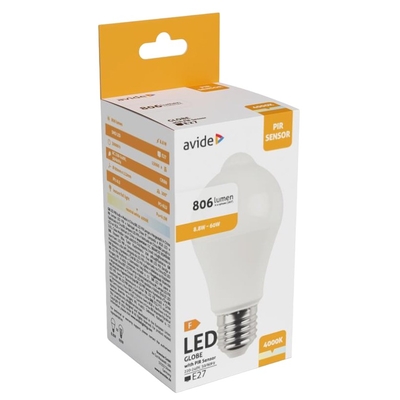 Product Λάμπα Smart LED Avide Κοινή A60 8.8W Λευκό 4000K με Φωτοκύτταρο Αισθητήρας Κίνησης base image