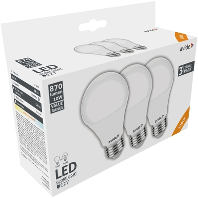 Product Λάμπες LED Avide Κοινή 10W E27 Λευκό 4000K Value 3τμχ base image