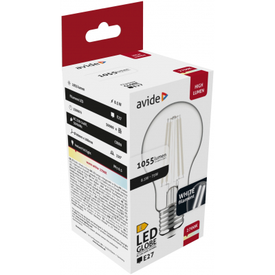 Product Λάμπα LED Avide White Globe 8.5W E27 WW 2700K base image