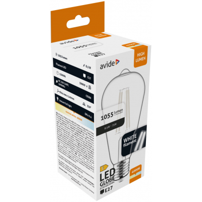 Product Λάμπα LED Avide White ST64 8.5W E27 NW 4000K base image