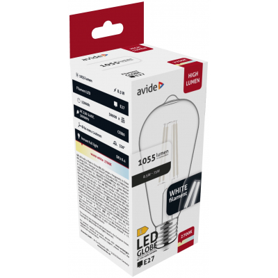 Product Λάμπα LED Avide White ST64 8.5W E27 WW 2700K base image