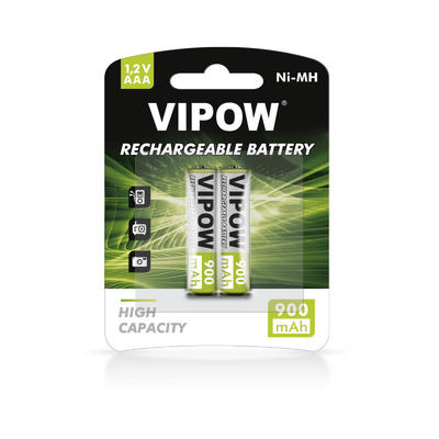 Product Επαναφορτιζόμενες Μπαταρίες Vipow AAA HR03 900mAh (2 τμχ) base image