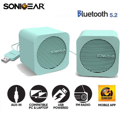 Product Ηχεία Υπολογιστή Sonic Gear Bluetooth 5,2 2,0 BLUE CUBE MINT base image