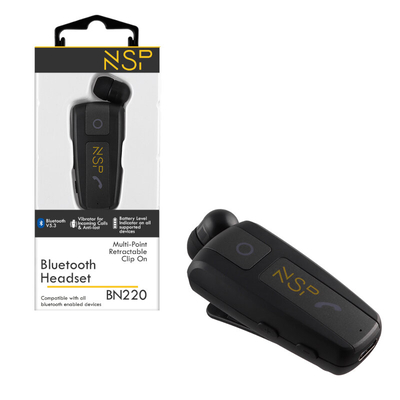 Product Bluetooth Handsfree NSP BN220 v5.3 multipoint με κλιπ και δόνηση base image