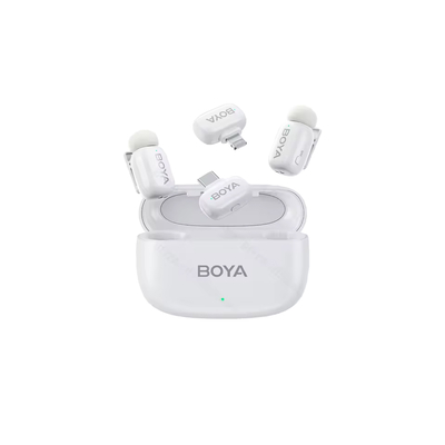 Product Μικρόφωνο Boya Mini iPhone Lightning & Type-C White - 2,4GHz 2mic Wireless with Charging Box base image