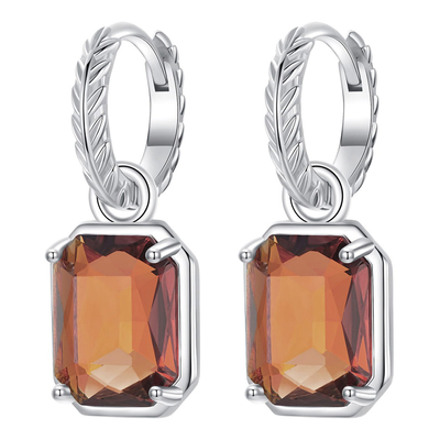 Product Σκουλαρίκι Bamoerα Κρίκος BSE1081 με Καφέ Διάφανο Κρύσταλλο, Ασήμι 925, Ασημί base image