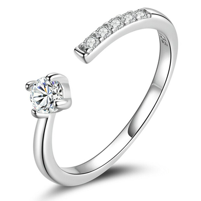 Product Δαχτυλίδι Bamoer Bsr203-A, Κυβική Ζιρκόνια, Ανοιγόμενο, Ασήμι 925, Ασημί base image