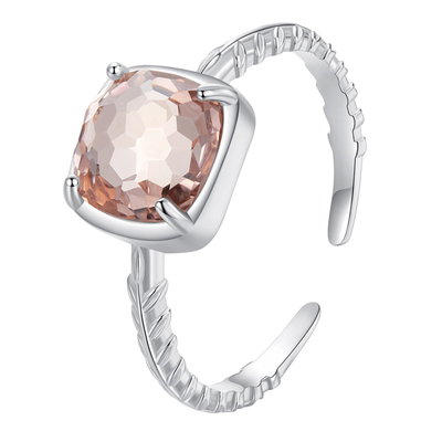 Product Δαχτυλίδι Bamoer Bsr598-E με Ροζ Διάφανο Κρύσταλλο, Ανοιγόμενο, Ασήμι 925, Ασημί base image