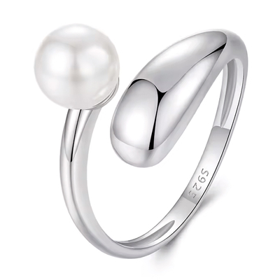 Product Δαχτυλίδι Bamoer Bsr662-E με Πέρλα, Ανοιγόμενο, Ασήμι 925, Ασημί base image