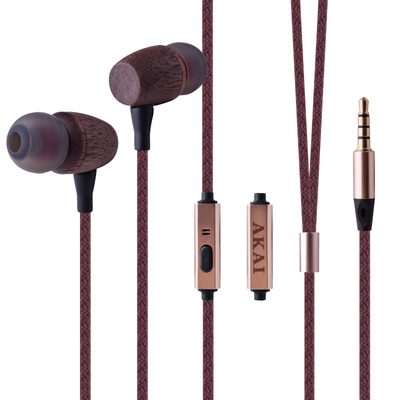 Product Handsfree Ακουστικά Akai BTE-W200F Kαφέ Βamboo in-ear με καλώδιο 1.2μ base image